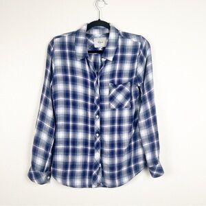 Rails Button Up Plaid Flannel Shirt Blue Sz XS